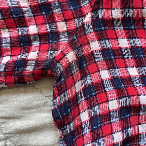 Equipment Femme silk red and blue plaid shirt - Picture 6 of 7
